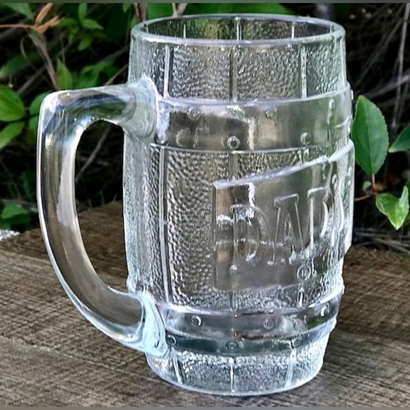 Mid Century Vintage DAD’S ROOT BEER Clear Embossed Thick Glass Barrel Mug - Picture 10 of 10
